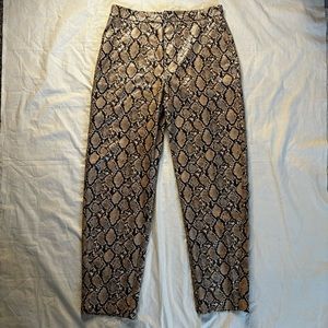 NWOT Zara Faux Leather Snake Print Straight Leg Pants Size L